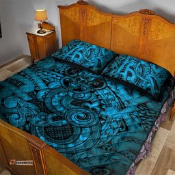 Aotearoa Maori Hei Tiki Quilt Bed Set Kikorangi Kowhaiwhai Puhoro Motif LT9