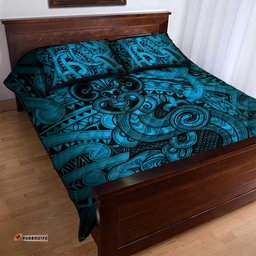 Aotearoa Maori Hei Tiki Quilt Bed Set Kikorangi Kowhaiwhai Puhoro Motif LT9