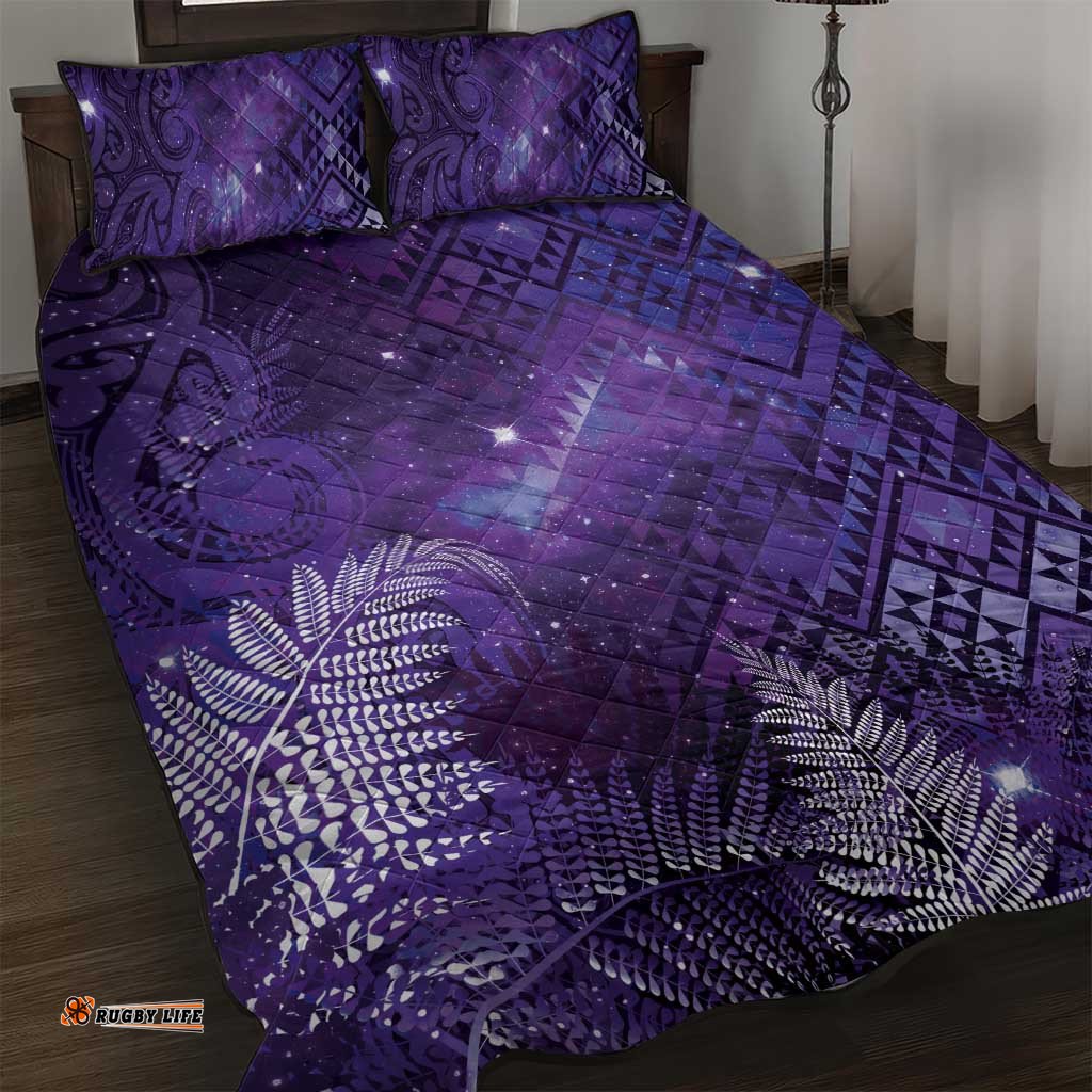 Aotearoa Taniko Matariki Quilt Bed Set Cosmic Violet LT7