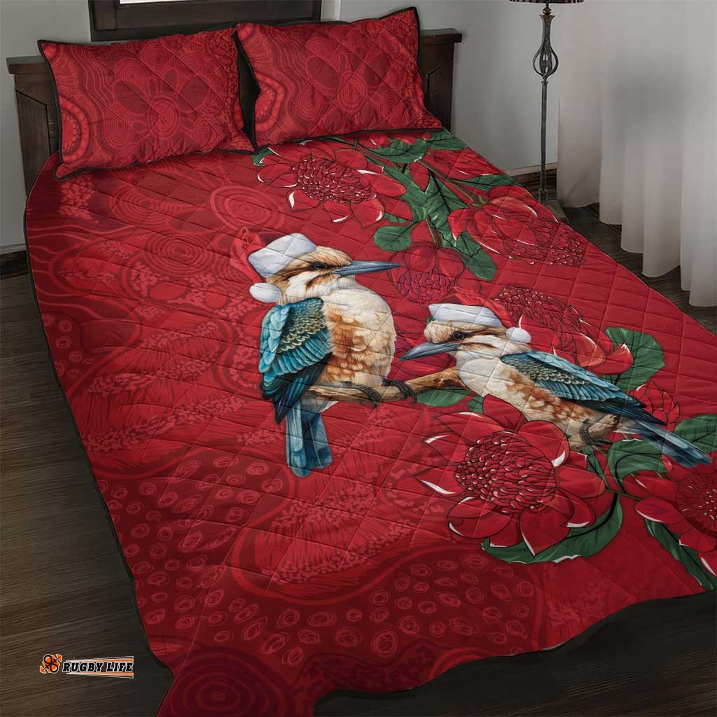 Aussie Kokaburra Waratah Christmas Quilt Bed Set Aboriginal Dots Painting LT9