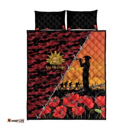 ANZAC Lest We Forget Quilt Bed Set Australian Army Poppy Tribute LT15