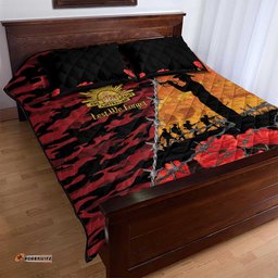 ANZAC Lest We Forget Quilt Bed Set Australian Army Poppy Tribute LT15