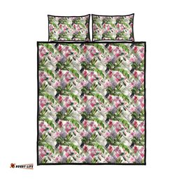 Aussie Pink Cockatoo Flowers Seamless Pattern Quilt Bed Set LT9