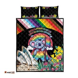 Aussia Pride Month Rainbow Koala Quilt Bed Set LT9