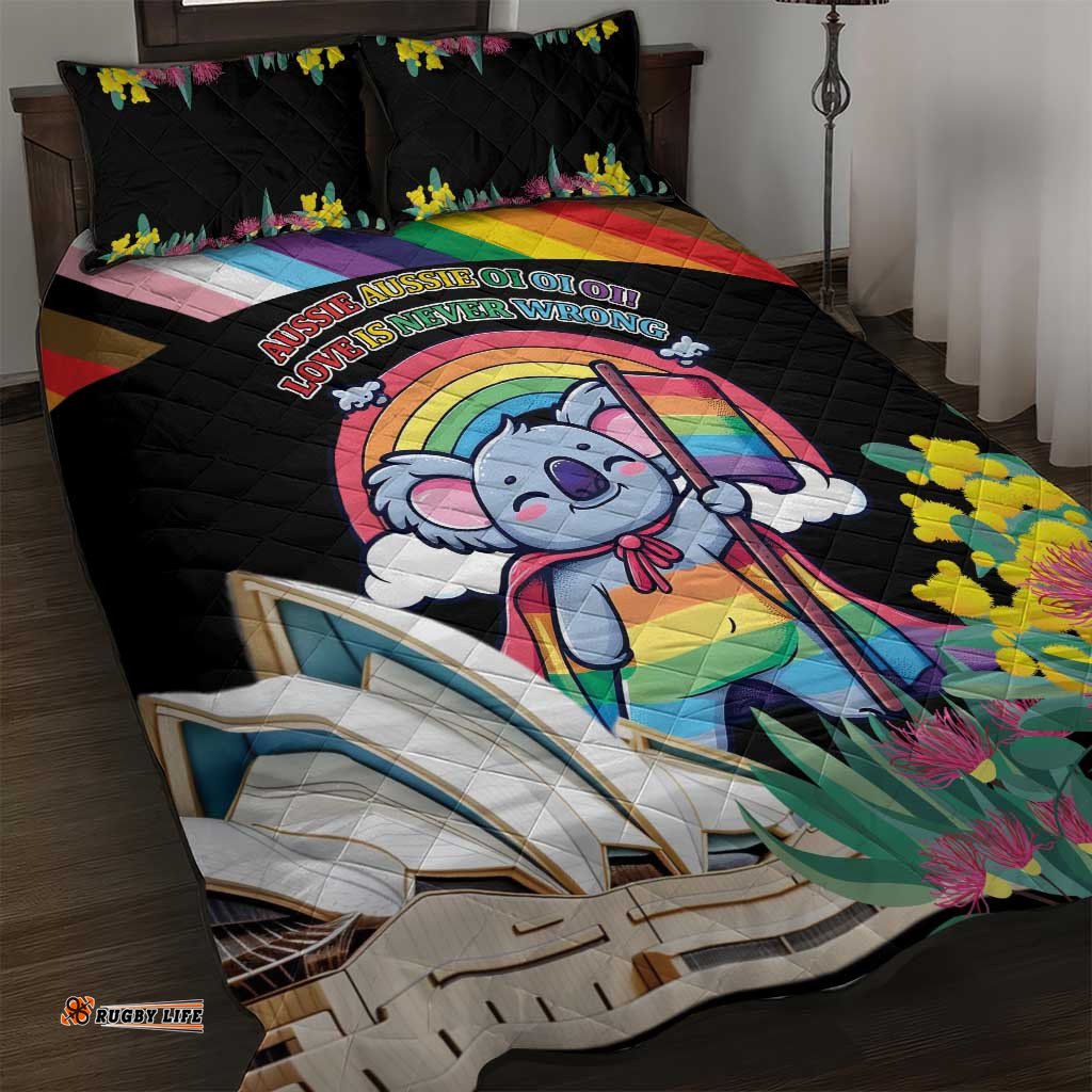 Aussia Pride Month Rainbow Koala Quilt Bed Set LT9
