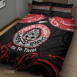Aotearoa Toitu Te Tiriti Quilt Bed Set Haka Tiki Honour The Treaty LT14