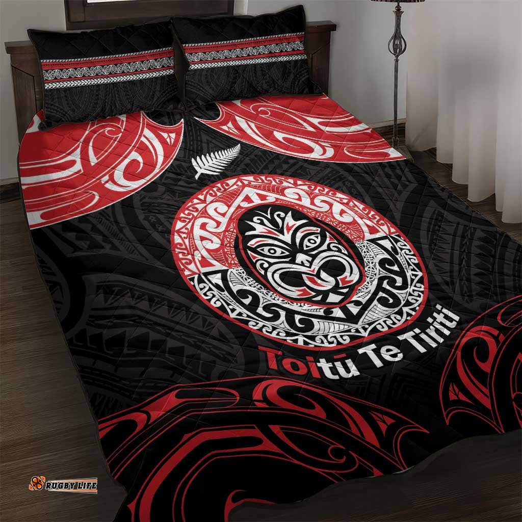 Aotearoa Toitu Te Tiriti Quilt Bed Set Haka Tiki Honour The Treaty LT14
