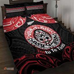 Aotearoa Toitu Te Tiriti Quilt Bed Set Haka Tiki Honour The Treaty LT14