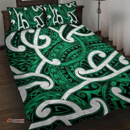 Aotearoa Maori Kowhaiwhai Quilt Bed Set Kakariki Puhoro and Patiki LT9
