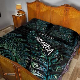 Aotearoa Personalized Lawn Bowls Maori Quilt Bed Set New Zealand Paua Shell Tribal Silver Fern LT7