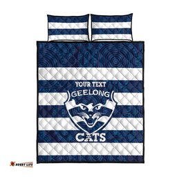 AFL Cats Football Custom Quilt Bed Set Geelong Proud Indigenous Art LT14