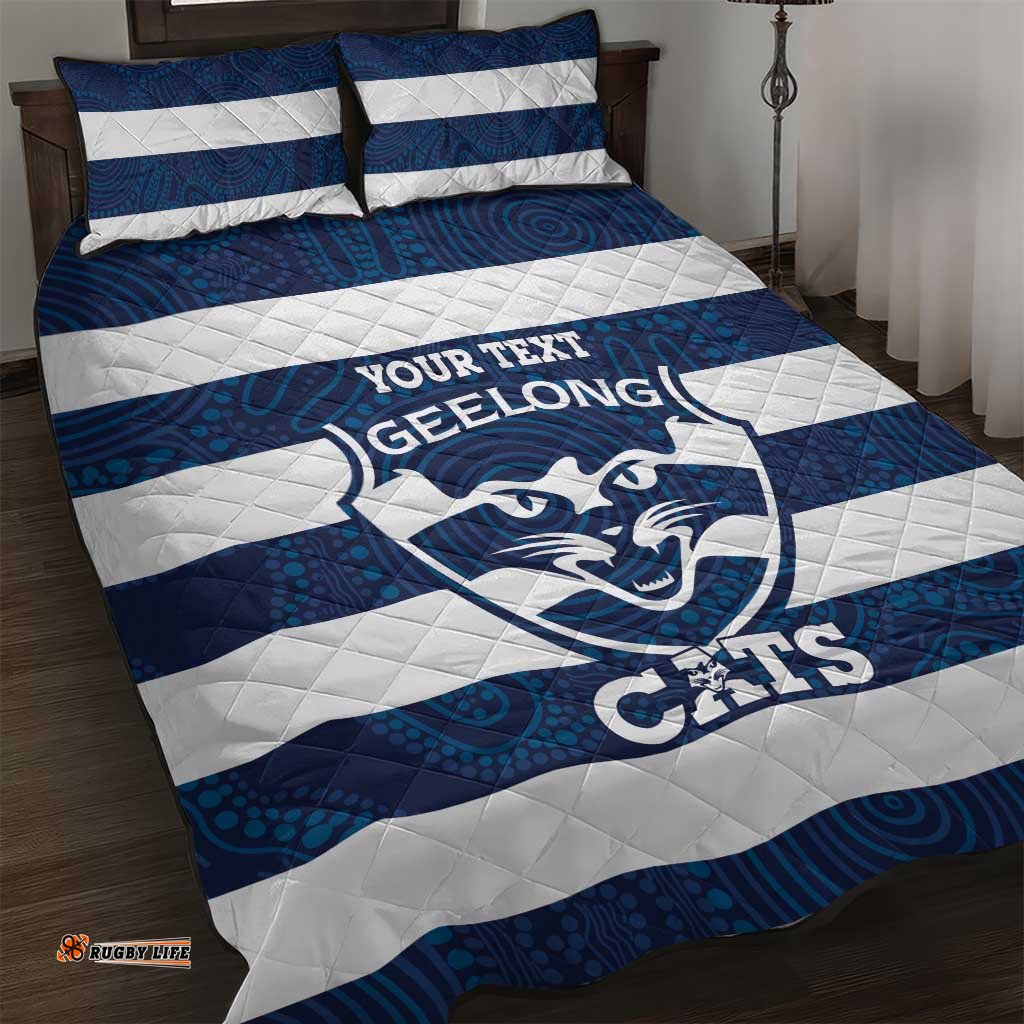 AFL Cats Football Custom Quilt Bed Set Geelong Proud Indigenous Art LT14