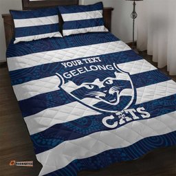 AFL Cats Football Custom Quilt Bed Set Geelong Proud Indigenous Art LT14