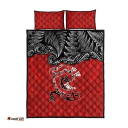 Aotearoa Toitu Te Tiriti Quilt Bed Set Taniwha Tribal Motifs LT03