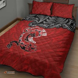 Aotearoa Toitu Te Tiriti Quilt Bed Set Taniwha Tribal Motifs LT03