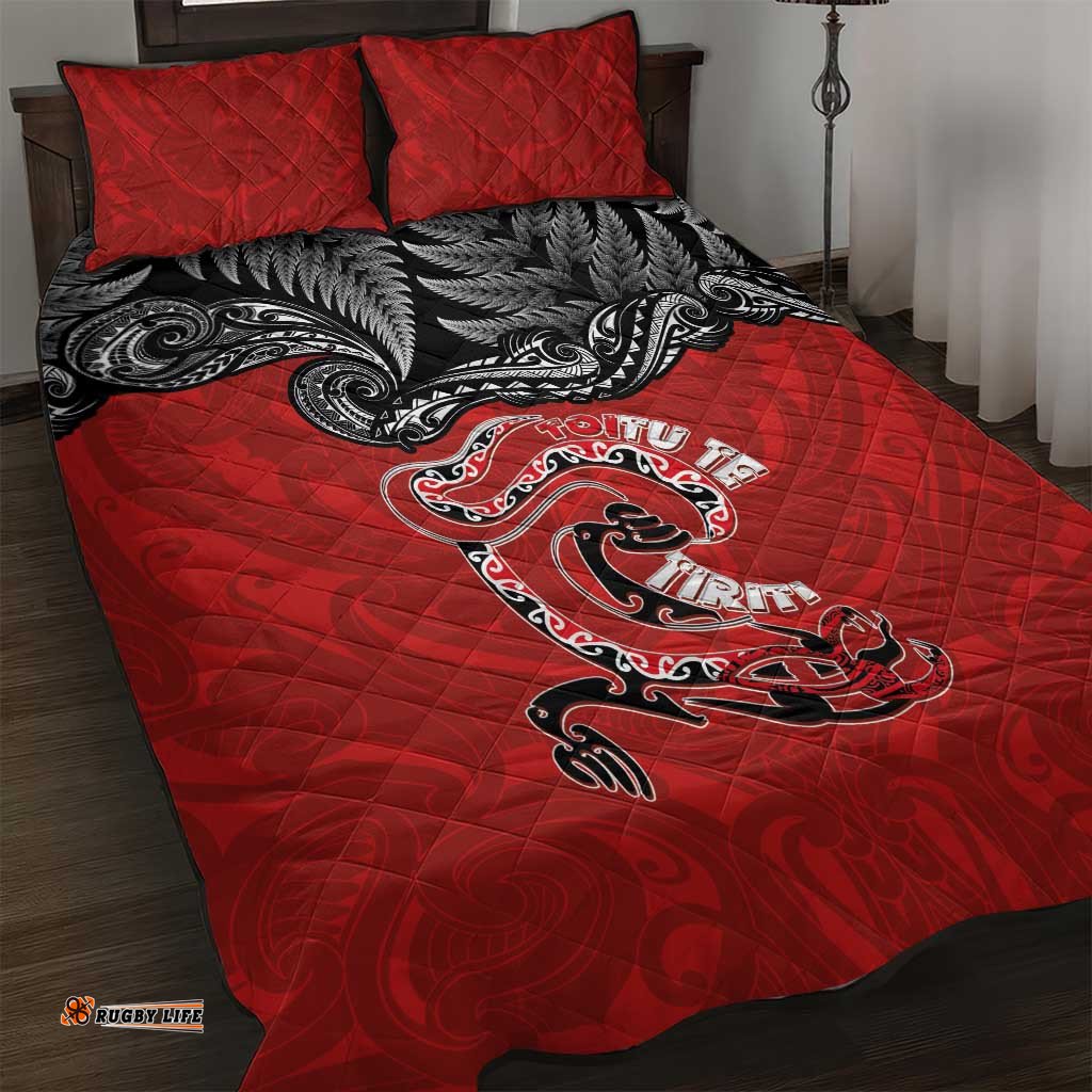 Aotearoa Toitu Te Tiriti Quilt Bed Set Taniwha Tribal Motifs LT03