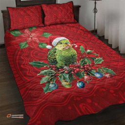 Aussie Green Budgerigar Quilt Bed Set Aboriginal Inspired Christmas LT9