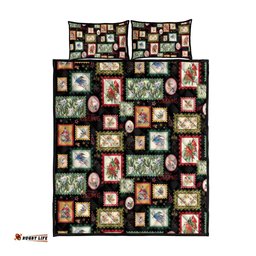 Aussie Birds Christmas La La Land Quilt Bed Set Black Vintage Stamp Edition LT9