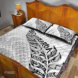 Aotearoa Personalized Lawn Bowls Maori Quilt Bed Set New Zealand White Tribal Silver Fern LT7
