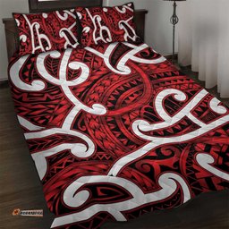 Aotearoa Maori Kowhaiwhai Quilt Bed Set Whero Puhoro and Patiki LT9