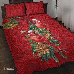 Aussie Red Cardinal Quilt Bed Set Aboriginal Inspired Christmas LT9