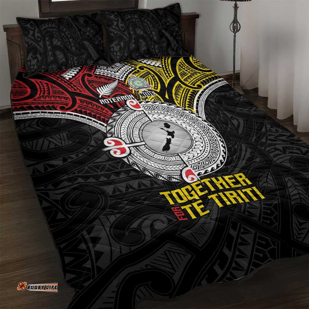 Aotearoa and Niue Mo Te Tiriti Quilt Bed Set New Zealand Honour The Treaty Ake!Ake!Ake! LT9