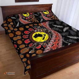 Aotearoa and Australia Quilt Bed Set Maori Koru Ferns With Aboriginal Kangaroo LT03