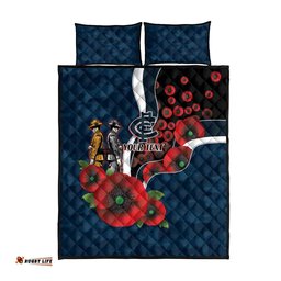 Carlton Blues ANZAC Personalised Quilt Bed Set Lest We Forget Poppy Camo LT9