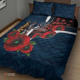 Carlton Blues ANZAC Personalised Quilt Bed Set Lest We Forget Poppy Camo LT9