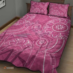 Australia Indigenous Pink Month Quilt Bed Set Breast Cancer Aboriginal Dragonflies Ribbon LT14