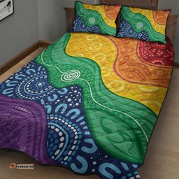 Australia First Nation LGBTQ+ Quilt Bed Set Aboriginal Rainbow Flag LT7