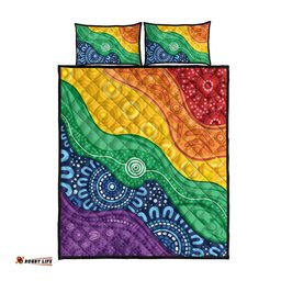 Australia First Nation LGBTQ+ Quilt Bed Set Aboriginal Rainbow Flag LT7