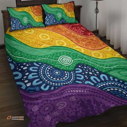 Australia First Nation LGBTQ+ Quilt Bed Set Aboriginal Rainbow Flag LT7