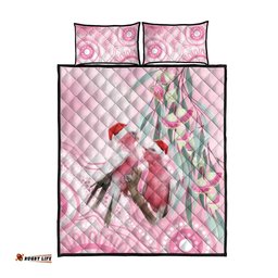 Australia Funny Pink Galah Christmas Quilt Bed Set Aboriginal Eucalyptus Blossoms Watercolor LT14