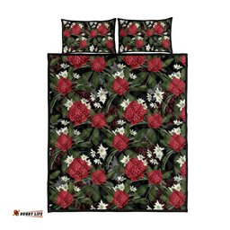 Australia Waratah Flannel Flower Quilt Bed Set Aussie Native Flowers Seamless Stylized LT14