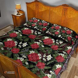 Australia Waratah Flannel Flower Quilt Bed Set Aussie Native Flowers Seamless Stylized LT14