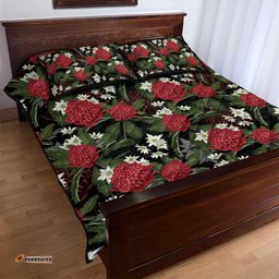 Australia Waratah Flannel Flower Quilt Bed Set Aussie Native Flowers Seamless Stylized LT14
