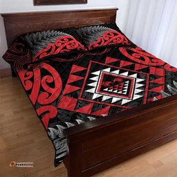 Aotearoa Kiwi Taniko Quilt Bed Set Silver Fern With Maori Koru Pattern LT14