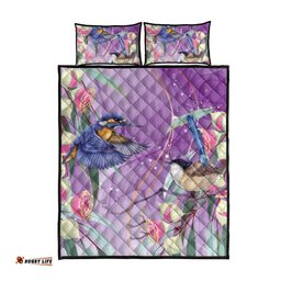 Australia Epilepsy Awareness Quilt Bed Set Purple Fairy Wren with Eucalyptus Flowers LT7