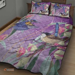 Australia Epilepsy Awareness Quilt Bed Set Purple Fairy Wren with Eucalyptus Flowers LT7