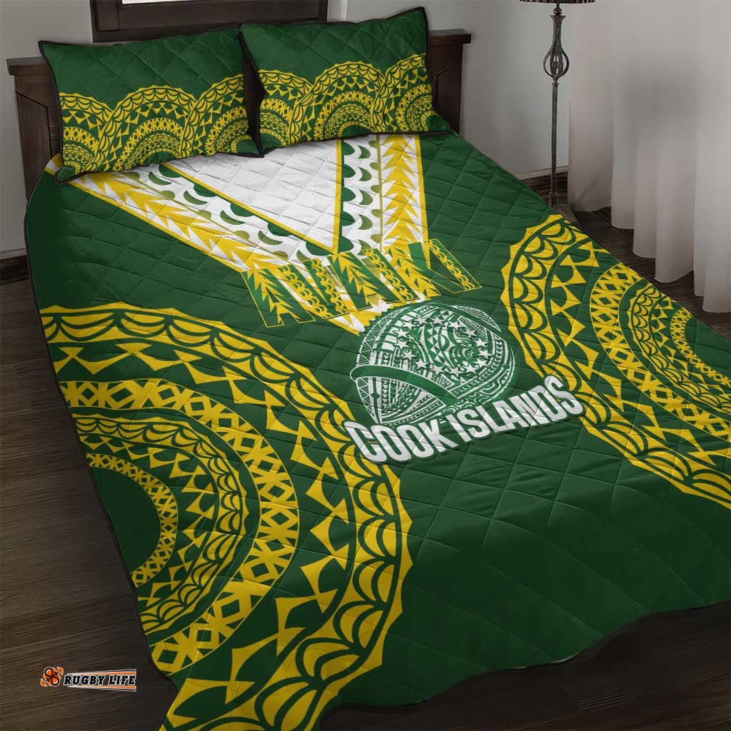 Avaiki Cook Islands Rugby Quilt Bed Set Kuki Airani Tatau Green LT14