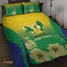 Australia Christmas Island Quilt Bed Set Golden Bosun Abutilon listeri With Map LT14