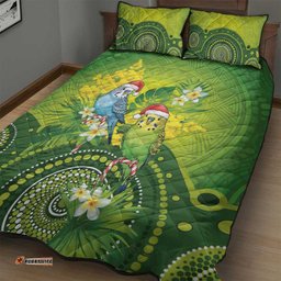 Budgerigar Australia Christmas Quilt Bed Set Budgies Golden Wattle Aboriginal Green LT14