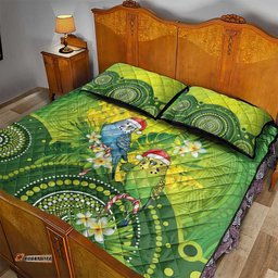 Budgerigar Australia Christmas Quilt Bed Set Budgies Golden Wattle Aboriginal Green LT14