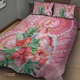 Breast Cancer Pink Cockatoo Quilt Bed Set Australia Indigenous Watercolor Glaze LT7