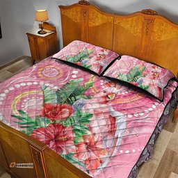 Breast Cancer Pink Cockatoo Quilt Bed Set Australia Indigenous Watercolor Glaze LT7