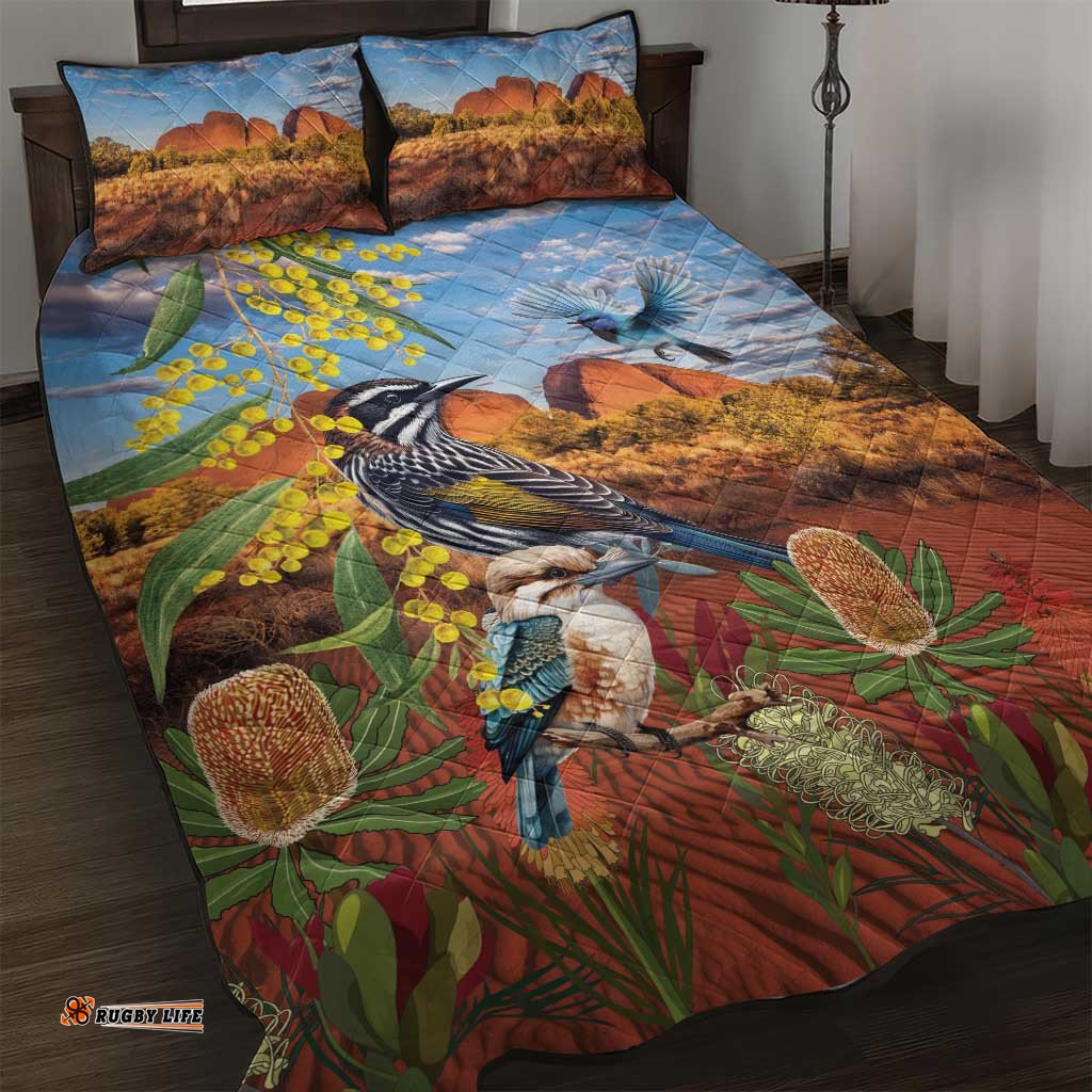 Australia Native Bird Uluru Ayers Rock Quilt Bed Set LT9