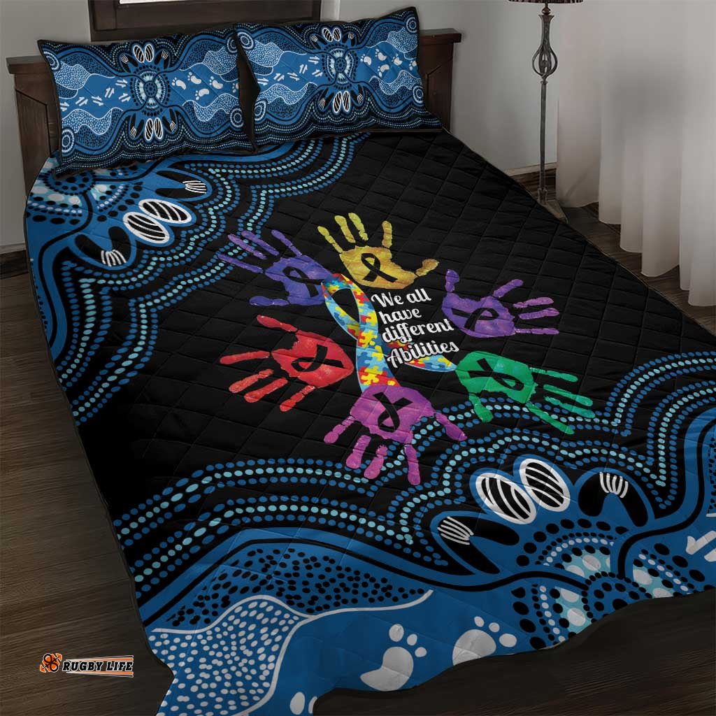 Autism Awareness Australia Indigenous Quilt Bed Set We All Have Different Abilities LT14