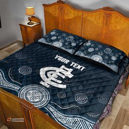 Custom Carlton Football Quilt Bed Set Go Blues Aboriginal Art LT14