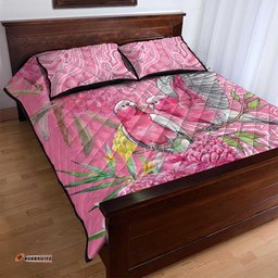 Australia Pink Galah Quilt Bed Set Rose-breasted Cockatoo Waratah Indigenous Art LT14